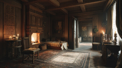 Interior of a cozy room in Renaissance style