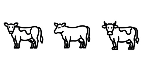 cow outline or line icon design bundle.
