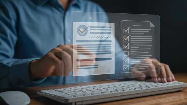 Digital Checklist: Online Form Completion & Document Management Concept | Tick Boxes, Form Filling, Automation, Business Solutions