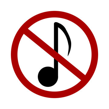 Sign prohibiting music on white background. Vector illustration.