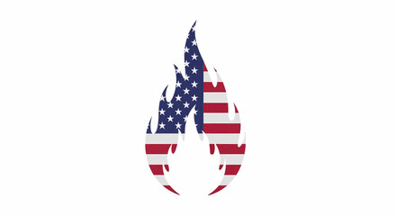 Obraz premium This high-quality image features a stylized flame filled with a detailed United States flag pattern, showcasing stars and stripes with fine details, suitable for vector use.