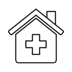 Obraz premium House Icon With Medical Cross Symbolizing Healthcare Accessibility