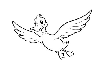 Obraz premium Duck coloring page black outline vector, Duck outline