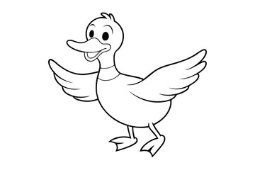 Fototapeta premium Duck coloring page black outline vector, Duck outline