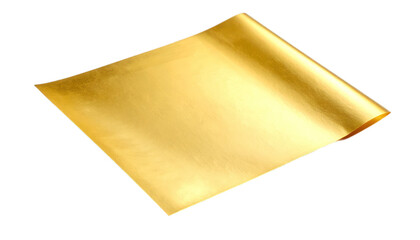 Gold material sheet on transparent background