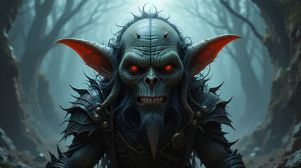 Naklejka premium Fantasy RPG dark goblin illustration, created with