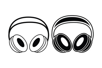Obraz premium Head Phone silhouette art vector with line art on white background