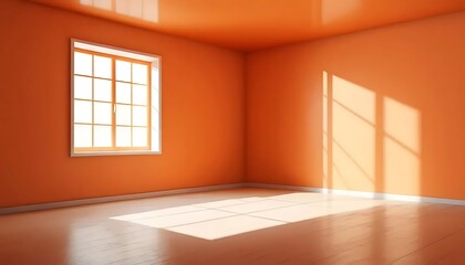 Obraz premium Monochromatic Interior Space featuring Window Light and Orange Hue