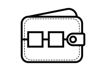 Leather wallet art silhouette vector with on white background