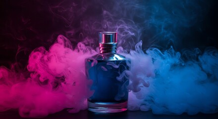 Fototapeta premium Perfume bottle in smoke ambiance