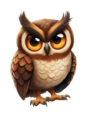 Fototapeta premium Illustrated owl with detailed plumage and striking eyes