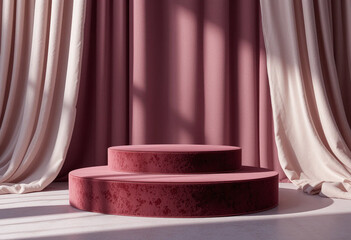 Luxury Velvet Podium with Curtain Backdrop