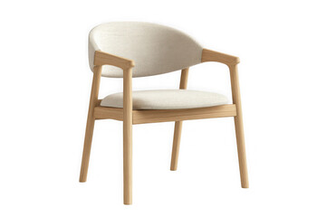 Modern wooden chair with light beige upholstery