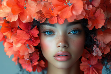 Woman with flowers in her hair.