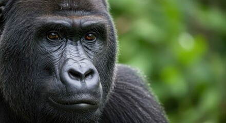 Obraz premium Close-up Portrait of a Mountain Gorilla Silverback in the African Forest