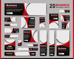 Naklejka na ściany i meble Business Advertising Banners template design with black and red background concept. vector