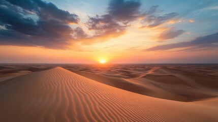 Desert sunset, golden dunes
