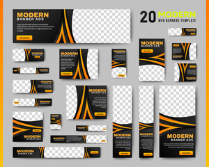 Business Banner Set for web display ads template. vector