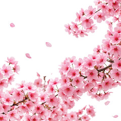 Pink cherry blossom branch isolated on transparent background