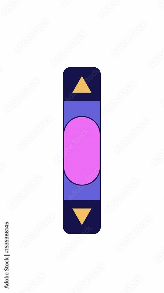 Poster scroll bar with pink slider 2d cartoon vertical animation. user interface functionality and scrollin