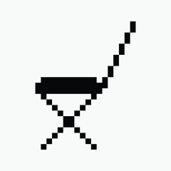 Fototapeta premium black and white chair pixel art icon vector illustration.