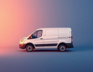 High-resolution mockup of a modern cargo van with a clean studio backdrop. Perfect for branding, commercial design, vehicle advertising, and corporate fleet marketing.