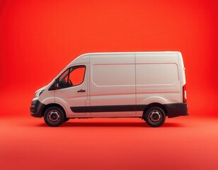 High-resolution mockup of a modern cargo van with a clean studio backdrop. Perfect for branding, commercial design, vehicle advertising, and corporate fleet marketing.