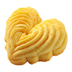 heart shaped buttery swirled cookie with golden isolated on png transparent background