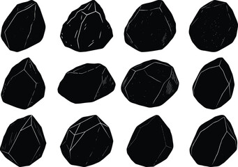 Stone Silhouette Illustration for Nature or Landscape Design
