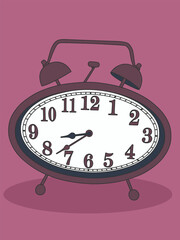 Oval alarm clock vector illustration