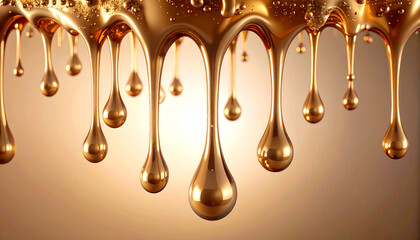 Golden liquid drops Viscous drip effect