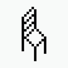 black and white chair pixel art icon vector illustration.