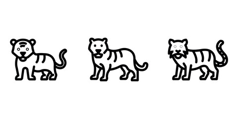 tiger outline or line icon design bundle.
