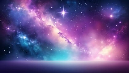 Obraz premium Ethereal galaxy landscape with celestial atmosphere and cosmic horizon