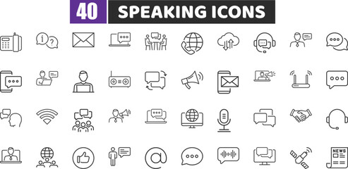 Speaking Vector Icons – 40 Voice Call Chat Communication Symbols