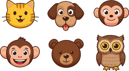 Fototapeta premium Create a kinds of deferent Facebook Animal Emojis vector art with white background.