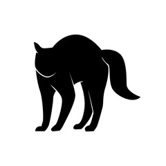 Black silhouette of a cat, animal silhouette symbol