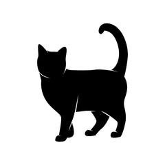 Black silhouette of a cat, animal silhouette symbol