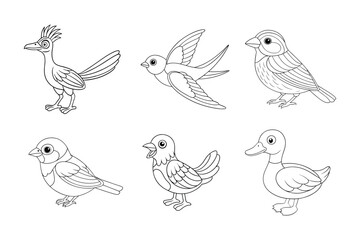 Obraz premium Birds coloring book bundle, Birds outline, Birds line art vector illustration