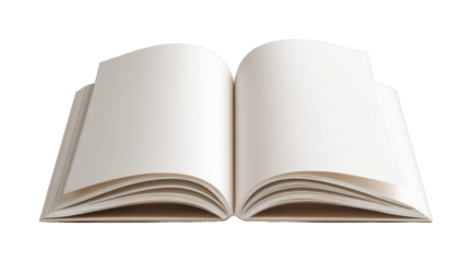 Open blank book with unwritten pages in close-up view