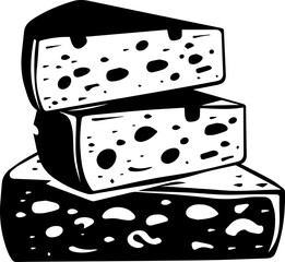 cheese vector illustration black and white style