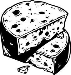 cheese vector illustration black and white style