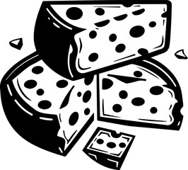 cheese vector illustration black and white style