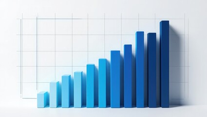 Ascending Blue Bar Graph Chart Data Growth Success