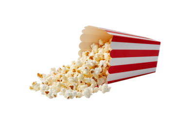 A stylish popcorn maker with a retro design and clear viewing window, positioned prominently on a transparent background to showcase its fun and functional features