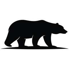 Obraz premium Black bear silhouette illustrative graphic isolated against a white background for various design projects