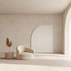Serene Minimalist Interior Design Neutral Tones Modern Chair and Natural Decor