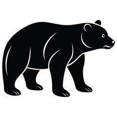 Fototapeta premium Silhouetted standing bear illustration showing animal wildlife nature and simple graphic design