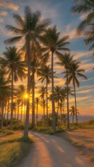 Obraz premium palm trees at sunset