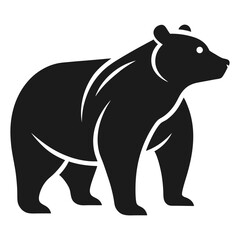 Fototapeta premium Stylized black bear illustration standing isolated on white background in simple silhouette